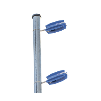 Aislador Azul de Esquina para Cercos Eléctricos | 18 kV | Resinas Vírgenes | Resistencia 7.5-10.2 kg | Anti UV | 66 mm x 31.6 mm