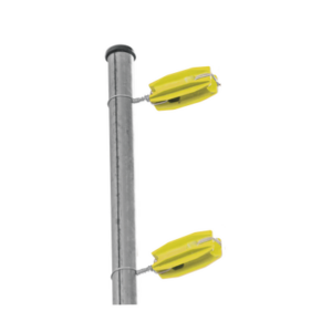 Aislador de Esquina Amarillo para Cercos Eléctricos | 18 kV | Resinas Vírgenes | Resistencia 7.5-10.2 kg | Anti UV | 66 mm x 31.6 mm