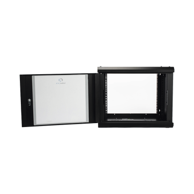 Gabinete de Pared de 9U con Puerta de Cristal Templado, 455 mm de Profundidad, Rack de 19'', Acero Reforzado Color Negro. - Image 4