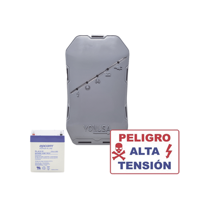 KIT deEnergizador 12,000Volts - .5 Joules | 500 Mts Lineales de Protección | Cercas Electrificadas | Llavero Incluido