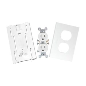 Contacto eléctrico doble, soporte y tapa color blanco de PVC auto extinguible, para canaleta TEK100 (5591-10200)