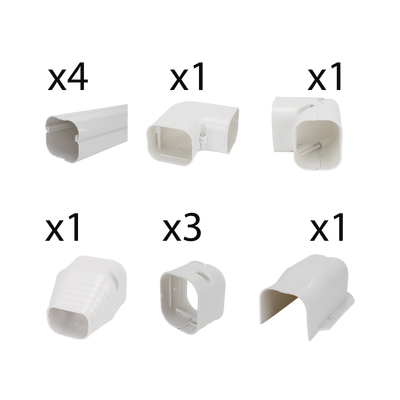 Kit de Canaletas Para la Organización de Tuberías y Cables Eléctricos en Instalaciones de Aire Acondicionado, Uso en Interiores y Exteriores, PVC Rígido, Ideal Para Minisplit, Contenido de Kit (11 Piezas), (3000-00000) - Image 3