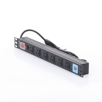 Tomacorriente Horizontal (PDU) de 6 contactos (NEMA 5-15R) + 2 USB para instalación en Rack de 19", 1UR, 125 Vca| 15 A (THE0040091001001) - Image 3
