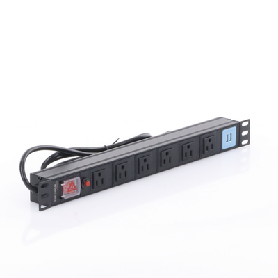 Tomacorriente Horizontal (PDU) de 6 contactos (NEMA 5-15R) + 2 USB para instalación en Rack de 19", 1UR, 125 Vca| 15 A (THE0040091001001) - Image 4