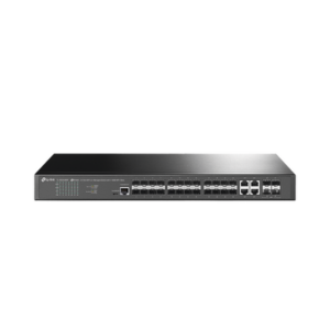 Switch de Fibra Óptica L2+ Omada | 24 puertos SFP 1GE | 4 Puertos Combinados SFP+|RJ45 Gigabit | 2 Puertos Consola RJ45|micro-SUB | Administración Centralizada Omada o Stand-Alone | Compatile con IPv6 | Multicast IGMP