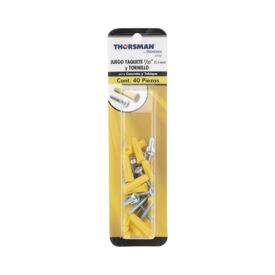 Paquete de 20 taquetes amarillo 1" y 20 tornillos 8mm x 1" - Image 5