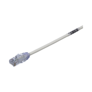 Cable de Parcheo UTP Cat6A, CM|LSZH, Diámetro Reducido (28AWG), Color Blanco Mate, 0.3 Metros (1 Pie)