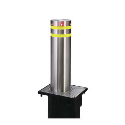 Bolardo neumático de acero inoxidable | 220 mm de diámetro | 750 mm de altura | acabado elegante con iluminacion led color rojo