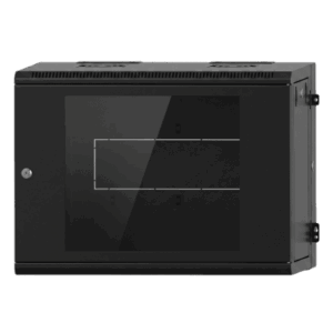 Gabinete Rackeable | 09 Unidades | Pared 19 Pulgadas | Puerta de Cristal | Acero Calibres 18-22 | Carga 80 kg | Dimensiones 634x632x468 mm (25x24.9x18.4 in) | Abatible 120° | Ventilación
