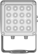 Iluminador IR | 16 LED de Alta Eficiencia | Alcance 16 a 25 m (52.5 a 82 ft) | Cobertura 40° | IP66 | 36W | -40°C a 70°C