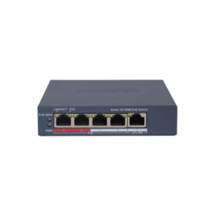 Switch Monitoreable PoE+ | 4 puertos 100 Mbps PoE+ | 1 Puerto 100 Mbps Uplink | PoE hasta 250 Metros | 60 Watts | Conexión Remota desde Hik-PartnerPro