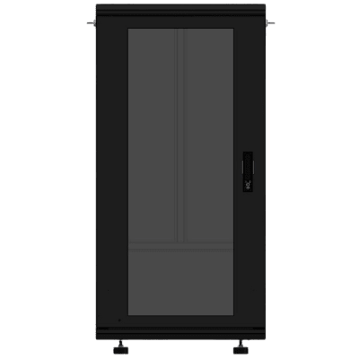 Gabinete Rackeable 19 Pulgadas | 24 Unidades | Piso | Puerta de Cristal | Acero Calibres 16-18-20 | Capacidad 750 Kg | Dimensiones 600x605x1190 mm (23.6x23.8x46.9 in) | Ventilación 120 mm, Niveladores Incluidos