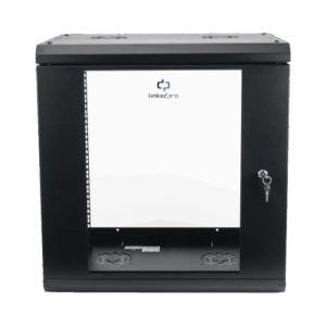 Gabinete de Pared con Puerta de Cristal Templado, 455mm de Profundidad, 12U Rack de 19'', Acero Reforzado
