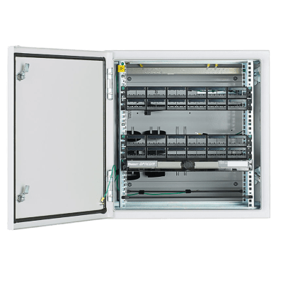 Gabinete Industrial Preconfigurado de Montaje en Pared, Fabricado en Acero Bajo en Carbono, Protección NEMA 4|4X|12 IP66, de 12 UR, Color Gris