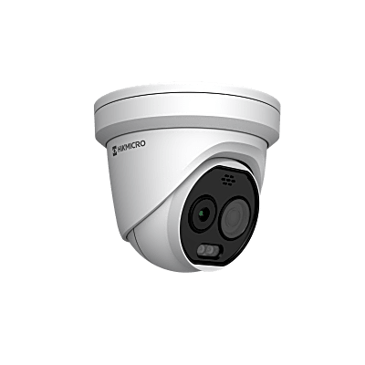(HIKMICRO) Turret IP Bi-espectral (Térmica + Óptica) | Lente Térmico 2.1 mm (256 X 192) | Lente Óptico 2.2 mm (5 Megapixel) | Detección de Temperatura (-20°C a 650°C) | IA con GUANLAN | Dual Light (30 mts IR + 30