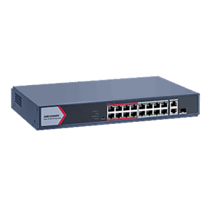 Switch PoE+ | Monitoreable | 16 Puertos 10|100 Mbps PoE+ | 2 Puertos 1000 Mbps Uplink | 1 Puerto SFP Uplink | Modo Extendido hasta 300 Metros | 130 W