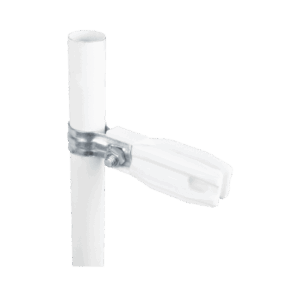 Aislador de Paso o Esquina Blanco con Abrazadera | 33-38 mm | Resina Virgen 100% | Anti-Arqueo | Tubería de Malla Ciclónica