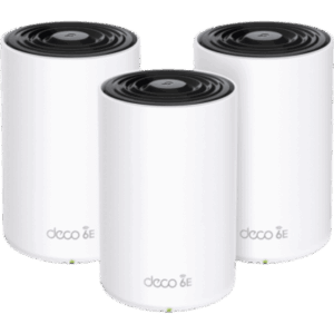 Kit 3 Routers Inalámbricos MESH Interior para Hogar | Doble Banda Wi-Fi 6E AX5400 Mbps | 3 Puerto Gigabit WAN|LAN | 4 Antenas Internas | Administración Mediante la App Deco (iOS, Android) | Protección HomeShield