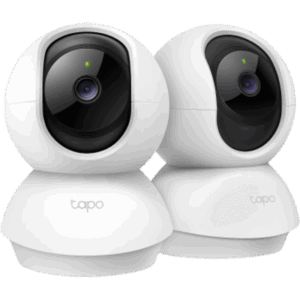 KIT Cámaras de Seguridad Wi-Fi Pan|Tilt, 2K Definition, Visión Nocturna 30 pies, 360° Horizontal, 114° Vertical, Detección de Movimiento, Audio Bidireccional, Alarma Sonora|Lumínica, MicroSD 256GB, Modo Privacidad