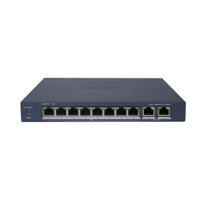 Switch Gigabit PoE+ | Administrable | 8 Puertos Gigabit PoE+ | 2 Puertos Gigabit | Configuración Nube Hik-Partner Pro | Modo Extendido hasta 300 Metros | 110 W