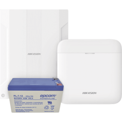 (AXPRO) KIT de alarma AX PRO conversión de zonas cableadas a inalámbricas | Incluye: 1 Hub IP, Wifi y 3G|4G con Batería de respaldo| 1 Expansor de 16 zonas cableadas | 1 Batería de respaldo 12Vcc a 7 Amp| Compatible con Hik-Co