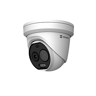 (HIKMICRO) Turret IP Bi-Espectral | Térmica (160 X 120 | 1.8 mm) + Óptica (5 MP | 2 mm ) | Rango: -20°C a 150°C | 8°C Tolerancia | VCA 3.0 (Vehiculo 60 Mts | Humano 20 Mts) | Detección de Fuego y Humo | IP67 | Dual Light |