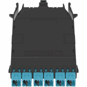 Cassette HD Flex Para 12 Fibras Multimodo OM4, de MPO a 6 Conectores LC Duplex, Color Aqua