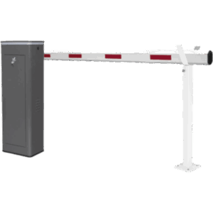Kit de Barrera Vehicular Derecha y Brazo Telescópico de Hasta 5.5 m | Finales de Carrera Ajustables por Programación | Movimiento Fluido | Diseño Elegante Color Gris | Con Corona Led Semaforizada