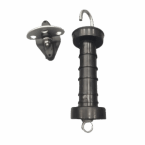 Manija de Puerta para Cerco Eléctrico | PP + Metal Reforzado | Colgador 20 cm (7.9 in) | Terminal 8 cm (3.1 in) | Peso 190 g