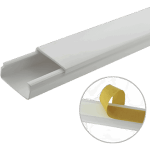 Canaleta blanca de PVC auto extinguible, sin división, 20 x 10 mm, tramo de 6 pies, con cinta adhesiva (5101-21262)
