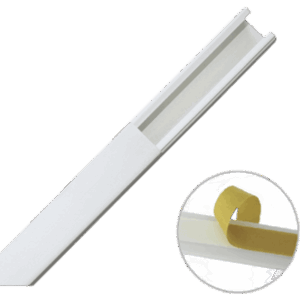 Canaleta color blanco de PVC auto extinguible de una vía, 20 x 17 mm tramo 6 pies, con cinta adhesiva (5201-21252)