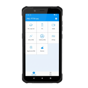 PDA Profesional Todo-en-Uno para Redes de Fibra Óptica | 2 Puertos 2.5GB | Función VFL 10mW | Función OPM | WiFi 6 | Puerto HDMI | Protección IP65