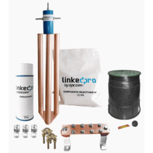 Kit Puesta a Tierra 200A | Electrodo Cobre Electrolítico | Diseño Delta | Filtro Equipotencial | Compuesto 12 kg | Barra Unión + Conectores + Registro