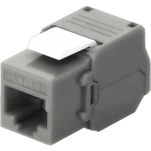 Módulo Jack Keystone Cat5e (Toolless), con Terminación en Ángulo 180 - Color Gris, Compatible con Faceplate y Patchpanel Linkedpro