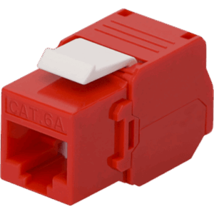 Módulo Jack Keystone Cat6A (Toolless), con Terminación en Ángulo 180 - Color Rojo, Compatible con Faceplate y Patchpanel Linkedpro