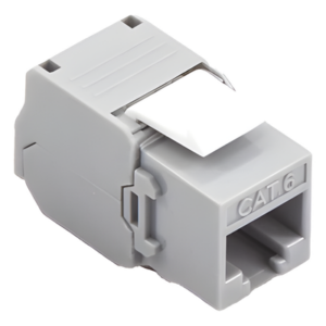 Módulo Jack Keystone Cat6 (Toolless), con Terminación en Ángulo 180 Grados Color Gris, Compatible con Faceplate y Patchpanel Linkedpro