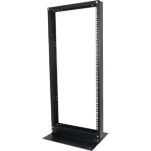 Rack de 2 Postes, Estándar 19", 24 Unidades, Fabricado en Acero, Base "L" para Anclar a Piso.