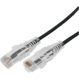 Cable de Parcheo Slim UTP Cat6A - 0.5 Metros (1.64 Pies) Negro, Diámetro Reducido (28 AWG)