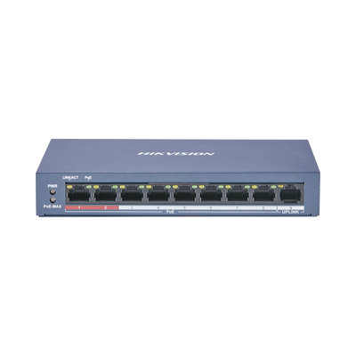 Switch PoE+ | No Administrable | 8 Puertos 10|100 Mbps PoE+ | 1 Puerto 100 Mbps Uplink | PoE hasta 250 metros | 60 W