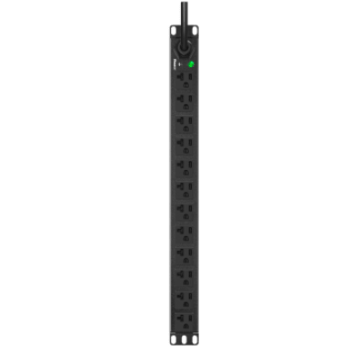 PDU Básica | 12 Tomas NEMA 5-20R | Entrada NEMA 5-15P | Rack 19in 1U Horizontal | 15A 120VCA | Cable 3 m (9.8 ft) - Image 2