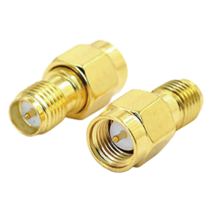Adaptador de SMA Macho a SMA Hembra Inverso, Oro| Oro| Teflón,
