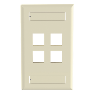 Placa de Pared Vertical | 4 Puertos Keystone | ABS | 69.8 x 114.3 mm | 2.75 x 4.5 pulg. | Marfil