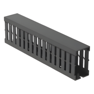 Canaleta Ranurada de PVC con Tapa | Tipo F | 32 mm x 53.8 mm | 2 m (6.56 ft) | Gris