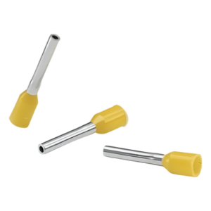 Ferrule Aislado PAN-TERM para Cable 18 AWG, Largo 12mm, DIN Color Amarillo. Paquete 500 Piezas