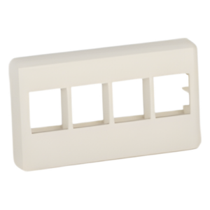 Placa de Pared Para Mueble Modular, Salida Para 4 Puertos Keystone, Color Blanco Mate