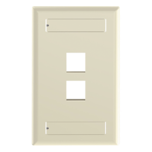 Placa de Pared Vertical | 2 Puertos Keystone | Diseño Plano | 69.8 x 114.3 mm | 2.75 x 4.5 pulg. | Color Marfil