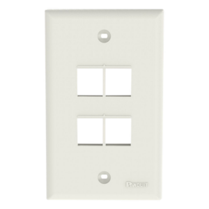 Placa de Pared Vertical | 4 Puertos Keystone | ABS | Blanco Mate | 69.8 x 114.3 mm | 2.75 x 4.5 pulg. | RoHS