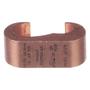 Conector de Puesta a Tierra Estilo E | Conductor Cobre 6-2 AWG | Varilla 1|4" (6.4 mm) | Cobre Alta Conductividad | 0.75" (19.1 mm) Longitud