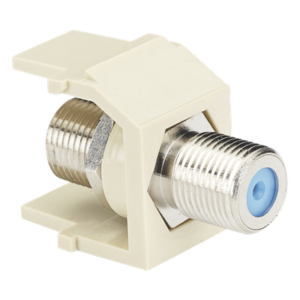 Módulo Acoplador Coaxial Tipo F | Keystone | 75 Ohms | 3.0 GHz | 1.17 x 0.86 pulgadas | Blanco Mate