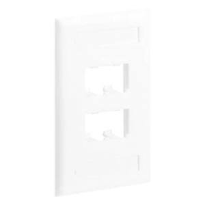 Placa de Pared Vertical | 4 Puertos Mini-Com | Diseño Inclinado | 2.75 x 4.5 in | ABS | Blanco